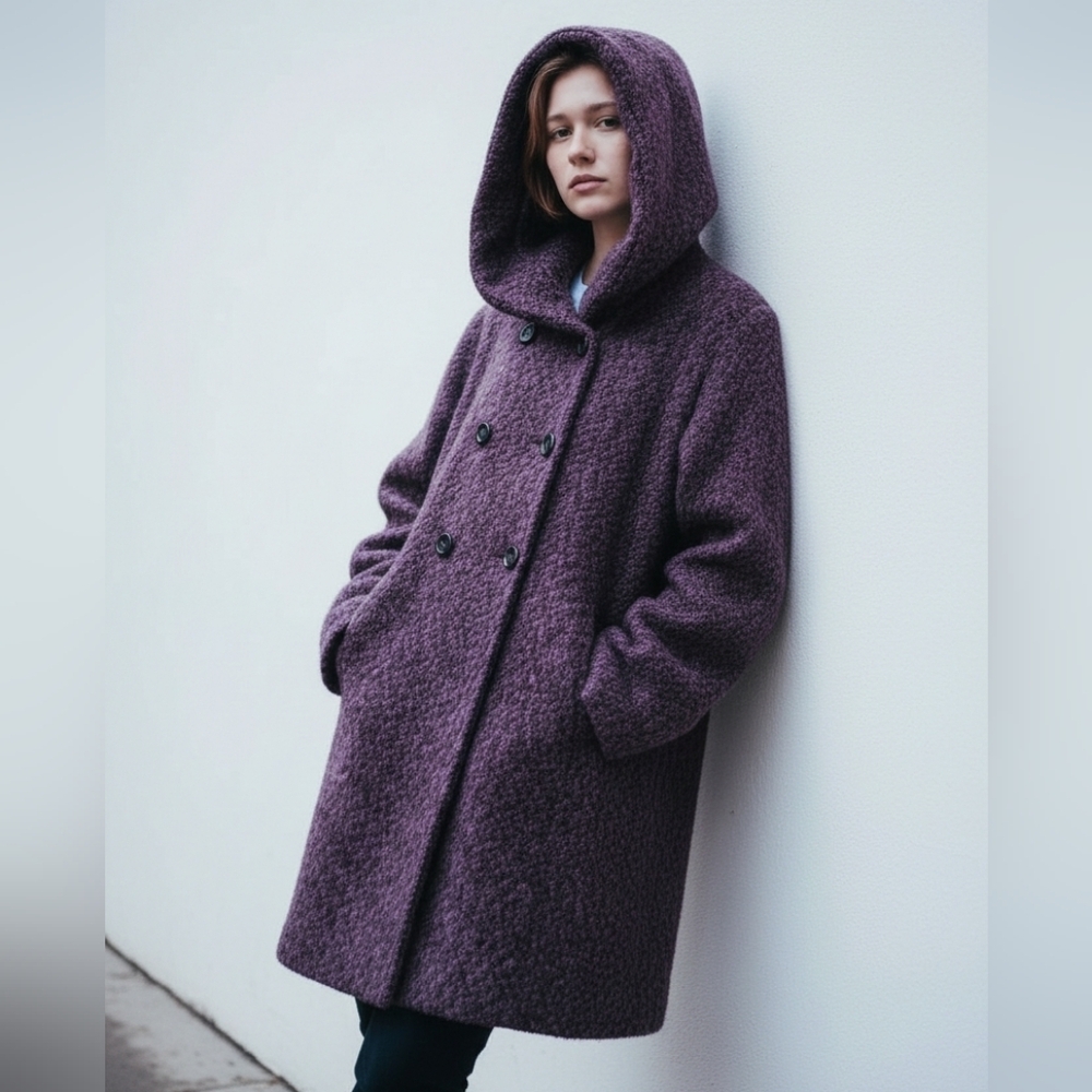 Vintage Steve Madden  Whimseygoth Hooded Brown Wool Blend Pea Coat M